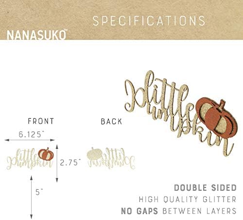 Cake Topper - little pumpkin - Double Sided gold glitter with pumpkin - Premium quality Made in USA