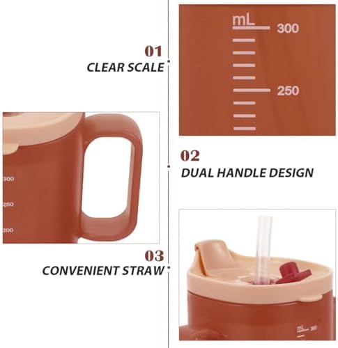 Senior Water Cup - 300ml Spill-Proof Cup With Handles - Feeding Cup With Lid And Straw For Patients - Senior Drinking Mug - Senior Care Cup For Patients, Elderly, Pregnant, And Disabled