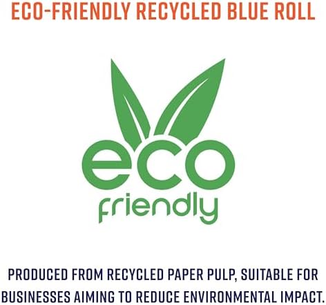 McKLords Commercial - Blue Centrefeed Roll - Recycled 2 Ply, 400 Sheets, Pack of 6 Laminated & Embossed, Strong & Absorbent, Ideal for Industrial & Kitchen Use