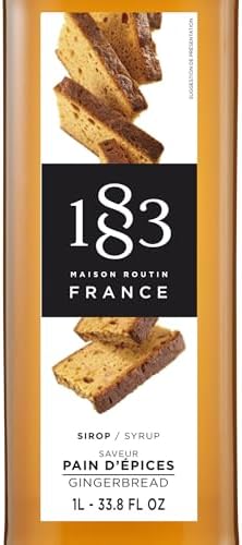 1883 Gingerbread Syrup for Drinks, Made in France, 1 Liter Plastic Bottle