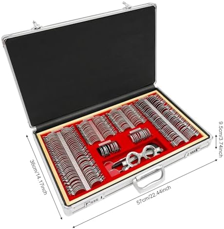 Optical Trial Lens Set Optometry Kit Metal Rim Ophthalmic Lenses, 266 Pcs Optical Trial Lens Set with Optometry Test Trial Frame, Precise Optical Trial Lens Set for Optometrists