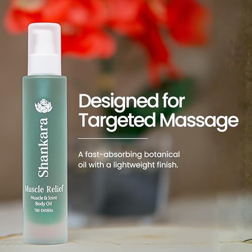 Shankara Muscle Relief Oil – Body Massage Oil for Sore Muscles and Joints with Arnica, Boswelia & Sweet Birch – Gua Sha, Ayurvedic Massage Therapy, Post Gym, Relaxation (100ml)