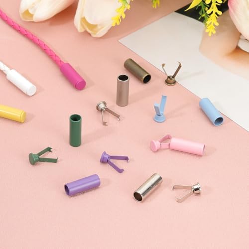 PATIKIL Aglets for Shoelaces, Cylindrical Metal Aglets Replacement Tips Head Cords End with Clips