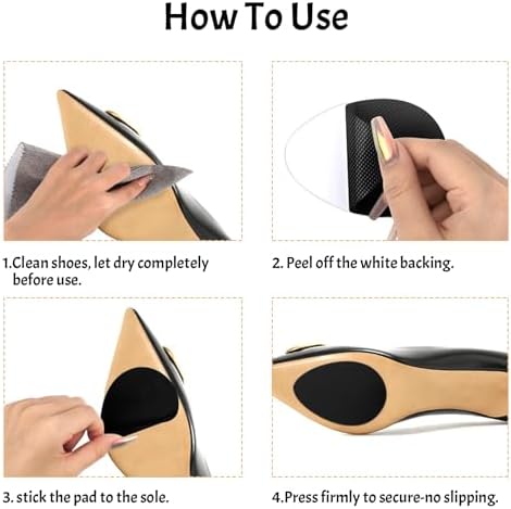Non-Slip Shoes Pads, Self-Adhesive Shoe Grips on Bottom of Shoes, High Heels Anti-Skid Shoe Grips Stickers, Silicone Shoe Sole Protectors (Black 6PCS)