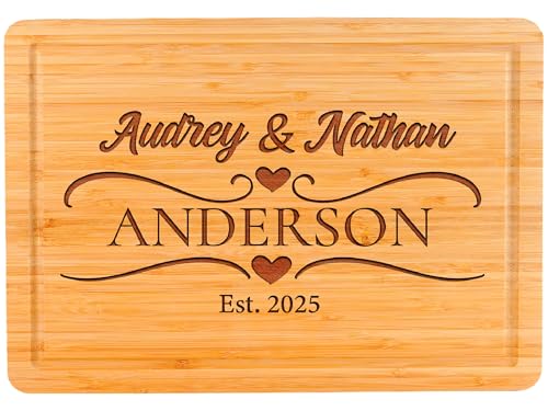 Wedding Gifts for Couples, Personalized Cutting Boards, 2025 Couple Gifts for Engagement, Housewarming, Anniversary, Halloween, Thanksgiving and Christmas, Custom Cutting Boards Presents to New Home