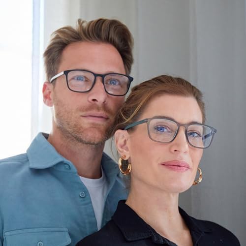 OPULIZE Max Classic Reading glasses for Women Men,Scratch Resistant Large Rectangular frame with Spring Hinges, Grey +1 (Pack of 1)