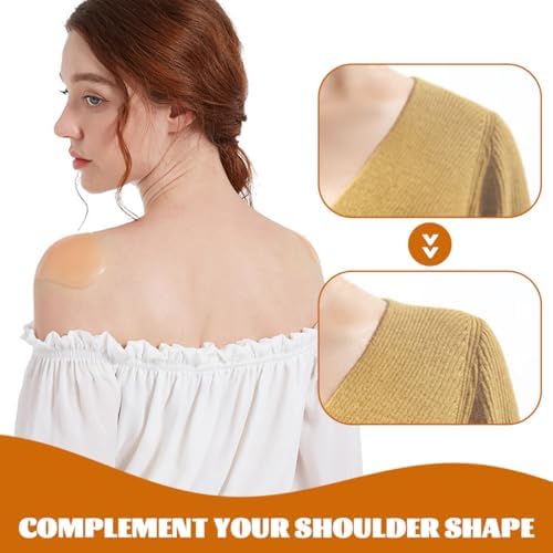Gatuida 2 Pairs Silicone Shoulder Pads for Women, Adhesive Anti-slip Shoulder Enhancer, Invisible Reusable Push-up Pads for Clothing And Special Occasions (skin Color)