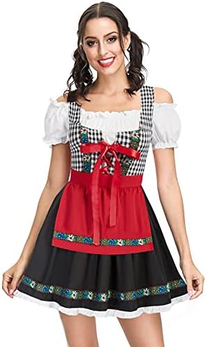 Kate Kasin Women's German Dirndl Dress Costumes for Traditional Bavarian Oktoberfest Carnival Halloween