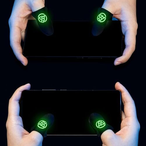 2Pcs Black Game Fingertip Gloves for Sweatproof Anti-Slip Finger Sleeve Breathable Gaming Finger Cover Thumb Gloves for Mobile Gaming Grip Pain-Relief Mobile Phone Gaming Finger, Gaming Accessories
