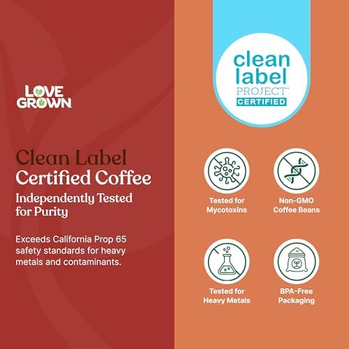 Love Grown Plastic-Free Coffee Pods, 100% Arabica Single-Serve Cups, Compostable, Non-GMO - Compatible with Keurig Coffee Pods Machines and K-Cup Brewers Medium Roast, Box of 15