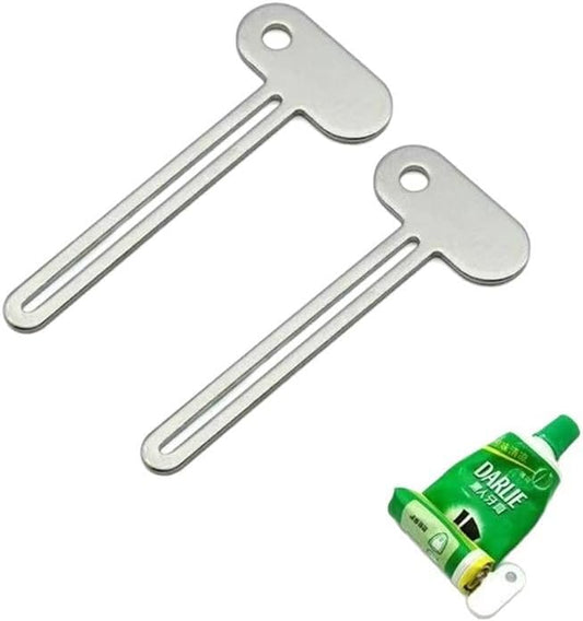 2pcs Metal Tube Toothpaste Squeezer Key, Manual Toothpaste Holder & Cream Roller Dispenser for Hair Dye & Cosmetics, Refillable Toothpaste Extraction, Bathroom Gadgets Accessory & Tool