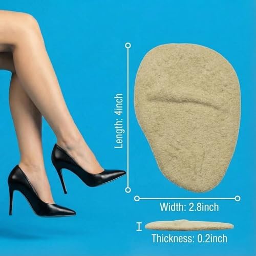 Ball of Foot Cushions for Women (2 Pairs), Anti-Slip Fabric Metatarsal Pads & Forefoot Inserts for High Heels, Flats, Dress Shoes - All Day Comfort | One Size Fits Most