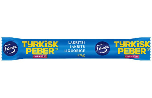 Fazer Tyrkisk Peber Hot & Sour Liquorice 30 bars of 20g 21oz