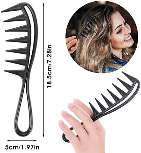 WLLHYF 2 Piece Wide Tooth Comb Curling Shark Combs Hair Styling Accessories Professional Salon Afro Coarse Comb Anti-Static Durable Hairdressing Tool for Men Women Styling Black