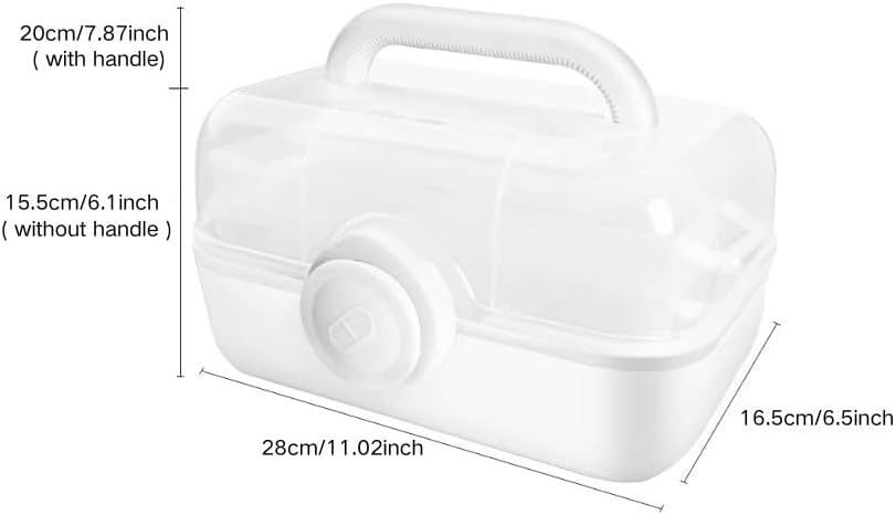 3-Tier Medicine Storage Box with Removable Pill Case & Handle, Portable Medical Containers Chest, Empty First Aid Box for Medicine, Family Emergency Kit, Small Staff- Home Office Travel use ( White )