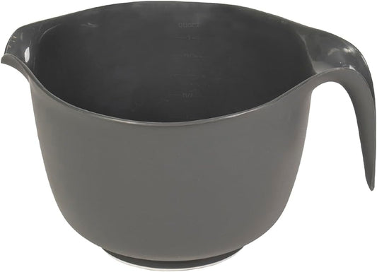 Glad Mixing Bowl with Handle – 3 Quart | Heavy Duty Plastic with Pour Spout and Non-Slip Base | Dishwasher Safe Kitchen Supplies for Cooking and Baking, Grey