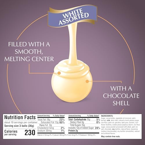 Lindt LINDOR Assorted White Chocolate Candy Truffles, 12.7 oz Bag