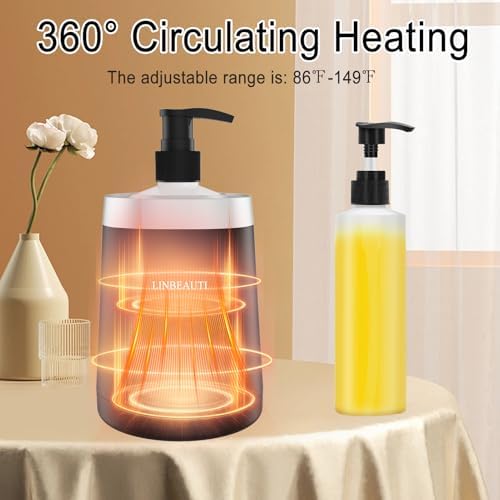 Massage Oil Warmer Bottle Electric Lotion Digital Heater for SPA, Automatic Oil Warmer Heated Oil Lotion Cream for Salon, Barber Shops, Home, with Two Oil Bottle Dispenser