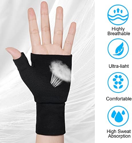 AOOWU Wrist Brace with Thumb Support, 2 Pair Black Compression Elastic Hand Brace for Men and Women, Breathable Wrist Splint for Carpal Tunnel, Pain Relief, Tendonitis, Arthritis, Sprain, Sports(M)