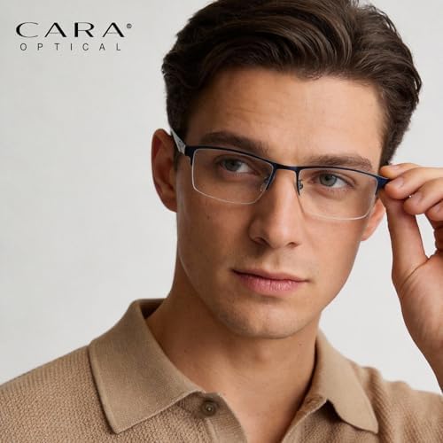 CARA Lightweight Progressive Reading Glasses Men Multifocus Flexible TR90 Temple Anti-Blue Light Computer Readers