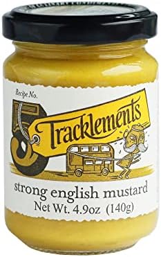 TRACKLEMENTS - Strong English Mustard - Spicy Hot Yellow Mustard, Condiments for Recipes - Sauce Goes with Steaks & Burgers - Gluten Free, VEGAN, Non-GMO - 4.94oz Jar - Pack of 6