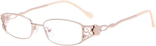 HELES Women's Full Rim Rectangular Single Vision Lens Reading Glasses Anti-Reflection UV Coating Spectacles Reader-Rose Gold||+3.00 Strength