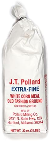 JT Pollard Extra-Fine White Cornmeal Bundle - 2 x 32 Oz Cornmeal Bags Bundled with a JFS Recipe Card