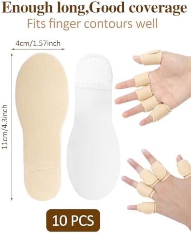 10pcs Castor Oil Pack Wrap for Fingers, Reusable Castor Oil Compress Pack for Finger and Thumb, Soft Organic Cotton, Self Adhesive Adjustable Finger Wraps