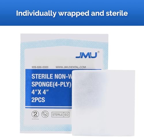 JMU Sterile Gauze Pads 4x4, Highly Absorbent Non-Woven Sterile Gauze Sponges, 25 Packs, 2 Pcs Per Pack, 50 Pcs Total