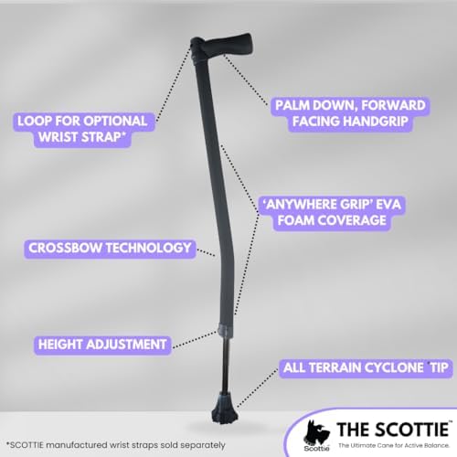 Scottie Cane - Ultimate Comfort, Stability and Balance - HSA/FSA Eligible - Adjustable Heavy Duty Walking Cane for Seniors, Men, Women - Stylish and Travel-Ready - Strong Support Cane