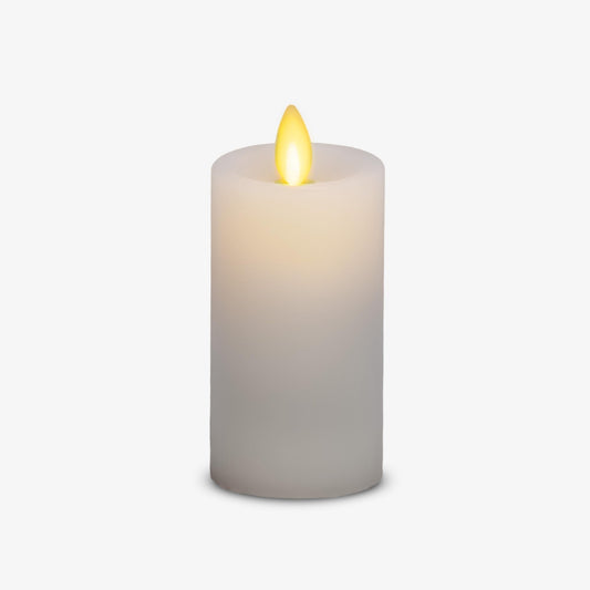 Luminara Classic Slim Flameless LED Candle, White 2" x 4.25", Battery Operated Moving Flame Pillar w/Timer, Safe Realistic Wax Candle, Home Decor