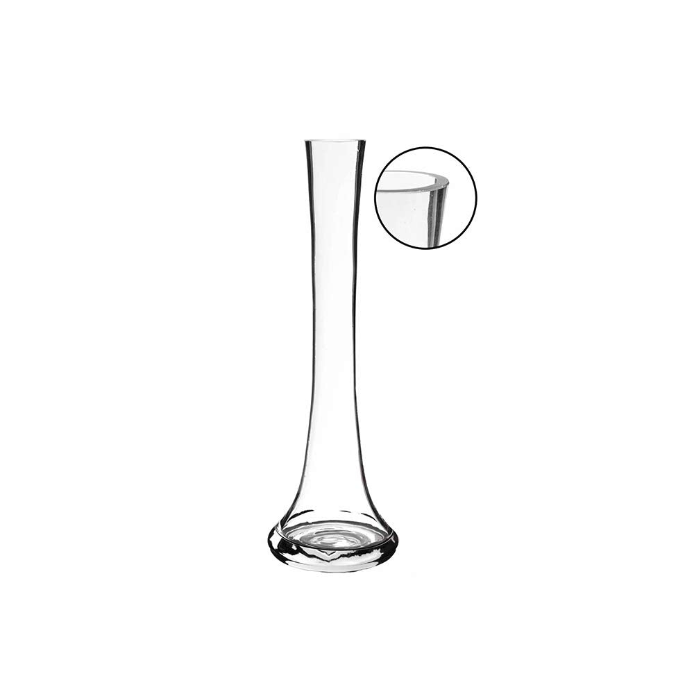 WGV Gathering Bud Vase, Width 3", Height 10", Clear Standard Concaved Hurricane Glass Floral Container Centerpiece Planter for Wedding Party Event Home Office Decor, 1 Piece