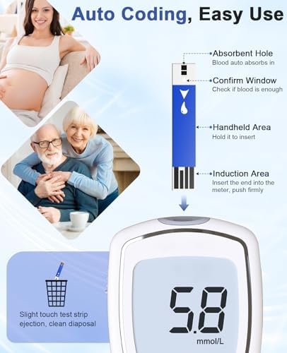 Blood Glucose Test Strips, 50 Count Blood Sugar Test Strips and 50 lancets for Diabetes, Accurate, Auto Code, Compatible with All CAKRNPS Glucometer for Easy Blood Sugar Testing (No Monitor)