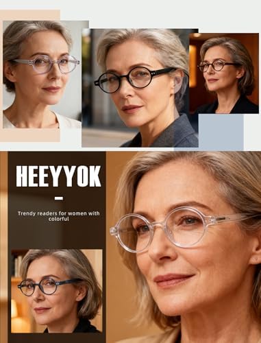 HEEYYOK 3.0 Round Reading Glasses For Women Men 5-Pack,Spring Hinge,Retro Mini Comfort Circle Mens Readers for small face women