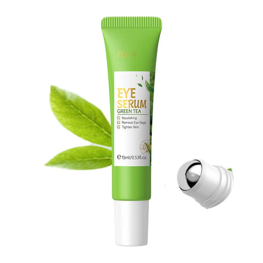 AKARY Green Tea Eye Serum and Under Eye Roller Cream, for Eye Bags Puffiness, Caffeine Eye Cream with 360Â° Massage Ball Reduce Wrinkles and Fine Lines, Under Eyes, Moisturizing, Hydrating, Firming Eye Skin (Green Tea)