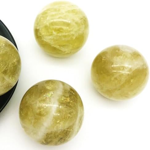 1.97-2.36inch/5-6cm Natural Citrine Crystal Ball, Hand Polished Yellow Quartz Sphere, Reiki Healing Crystal Sphere, Energy Balancing Stone Crafts, Feng Shui Home Desktop Ornament, Decorative Gift