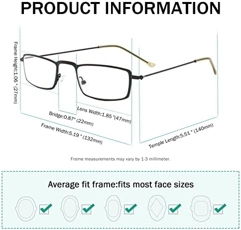 Eyekepper 5-Pack Stainless Steel Frame Half-eye Style Reading Glasses Readers Gold +1.75