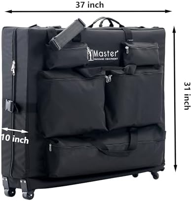 Master Massage Universal Size Wheeled Massage Table Carry Case with Wheels - Carrying Bag for Foldable Massage Bed with Castors-Fits 27” to 32” Width Folding Massage Tables - Black.