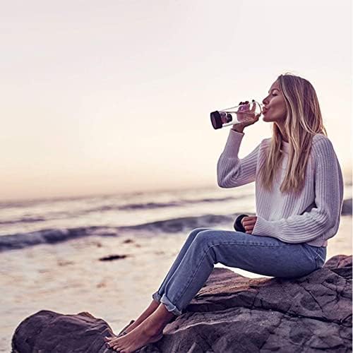 Natural Crystal Water Bottle Reusable Gem Water Bottle Crystal Energy Elixir Infused Water Bottle Quartz Crystal Wand Point Reiki Healing Crystal Glass Bottle 550Ml/18Oz