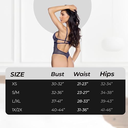 Sexy Teddy Lingerie Sets for Women with Garter: Roma Garden of Eden One Piece Floral Lace Teddy Bodysuit Lingerie with Garter