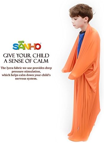 SANHO Dynamic Movement Sensory Sock Body Sock,Small,3-5 Years, 40" H x 27" W,Good for Height:30"-41",for Sensory Processing Disorders,Updated Version,Orange