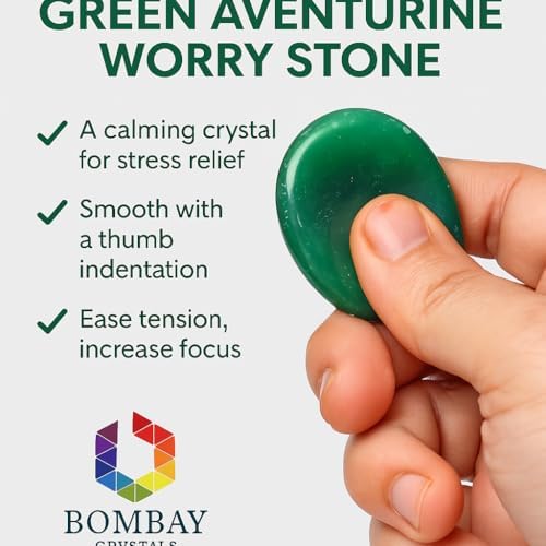Green Aventurine Worry Stone – Natural Polished Thumb Palm Crystal for Meditation, Pocket Stone for Relaxation & Reiki