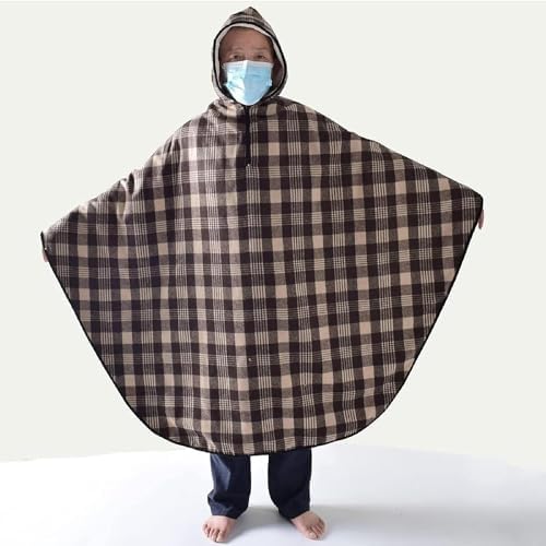 DKULMN Wheelchair Blanket, Warm Winter Full Body Cover, Fleece-Lined Winter Poncho Cape Coat with Hood,Windproof Wheelchair Hooded Poncho