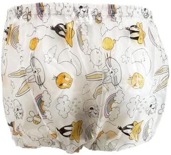 Haian High-Waisted Adult Incontinence Pull-on Plastic Printed Waterproof Pants (3XL, Bunny)