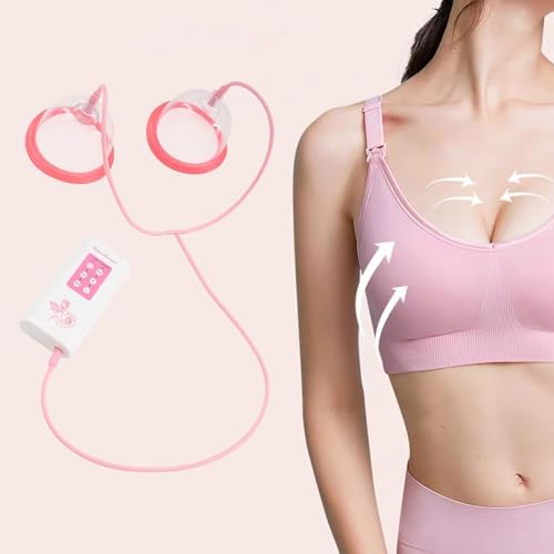 Electric Chest Massager, Chest Beauty Enlargement Machine with USB Charge, 2 Modes, 5 Suction Levels,Promotes Breast Growth, Flat & Sagging Breasts (B-Cup)