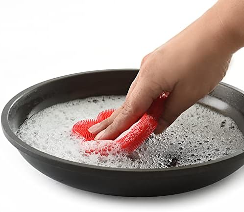 Norpro Red Flower-Shaped Silicone Dish Brush Scrubber
