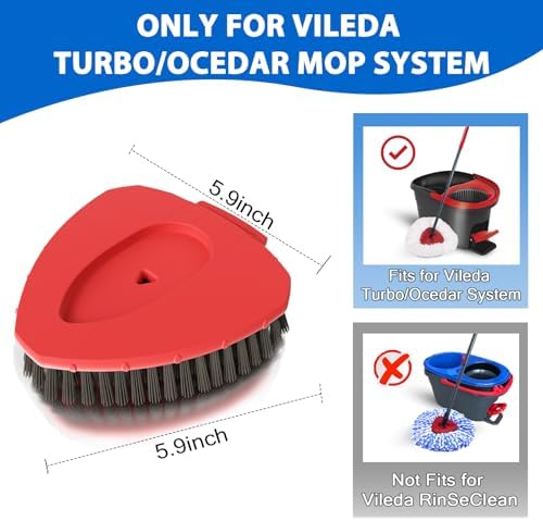 2 Pack Upgraded Spin Mop Replacement Scrub Brush Heads Compatible with Ocedar EasyWring 1 Tank,Full Bristle Scrubber Replace Great for Kitchen, Bathroom, Pools,Deck Hard Floor Cleaning