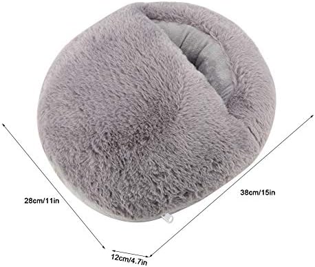 Pssopp USB Electric Heated Foot Warmer, Plush Fluffy Foot Heater, Rechargeable Kneading Massager, Thermal Slipper, Pain Relief, Heat Therapy, Pink (Grey), Pssoppzkm68vcx21-03