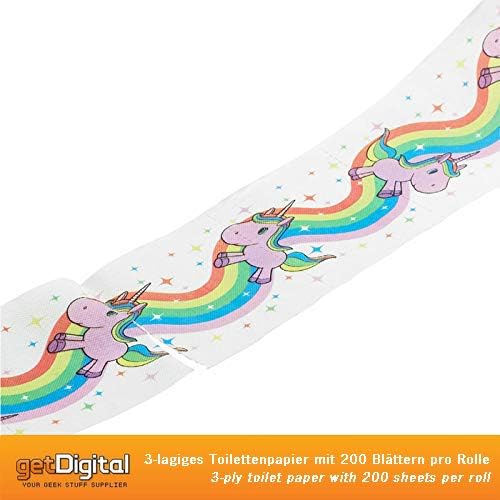 getDigital Unicorn Toilet Paper Novelty Bathroom Tissue - 1 Roll with 200 Sheets - Gift Box included