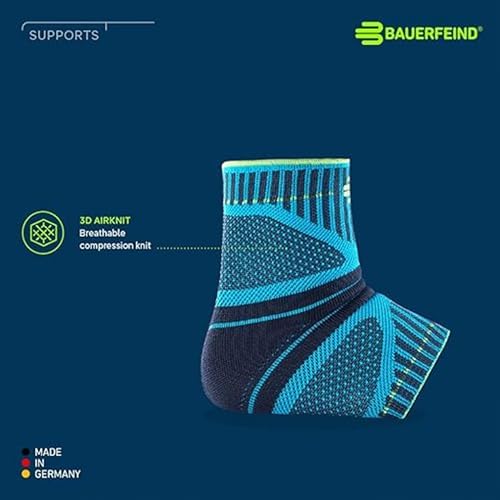 Bauerfeind Sports Ankle Support Dynamic - Ankle Compression Sleeve for Freedom of Movement - 3D AirKnit Fabric for Breathability - Premium Quality & Washable (S, All Black)